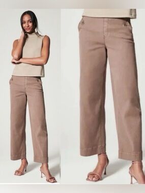 SPANX NWT Twill Cropped Wide Leg Pant size Medium Tall